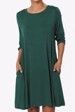 Hunter Green 3/4 Sleeve Dress