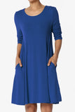 Sapphire Blue 3/4 Sleeve Dress