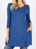 Sapphire Blue 3/4 Sleeve Dress